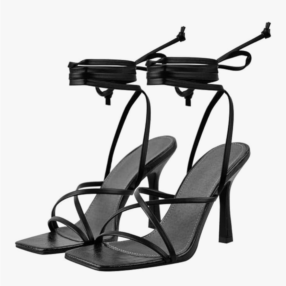 Black stilettos/high heels strappy sandals